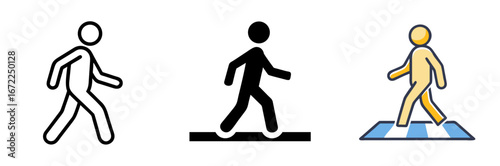 Walking Pedestrian Icon Set | Walking, Pedestrian, Person, Movement, Street, Activity