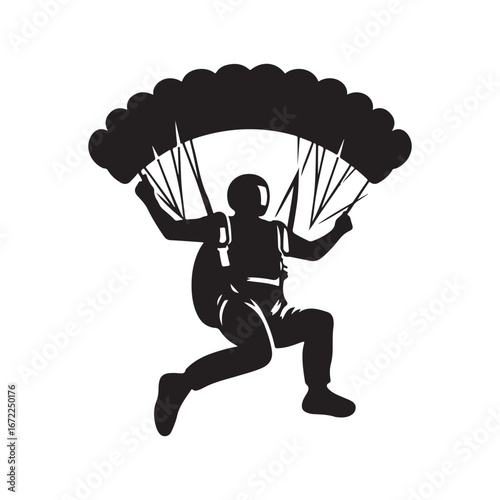 skydiver vector silhouette clip art logo design illustration