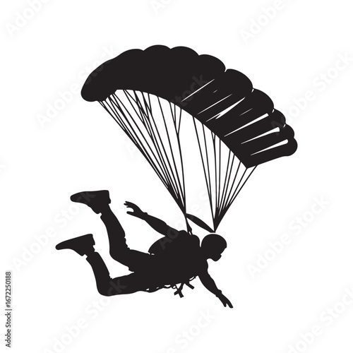skydiver vector silhouette clip art logo design illustration