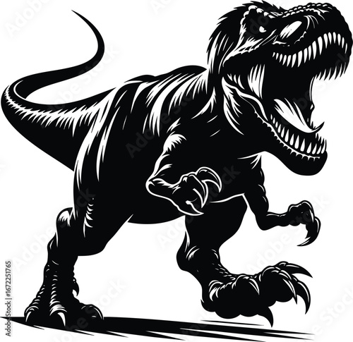 Angry T-rex Running vector illustration isolated on white background