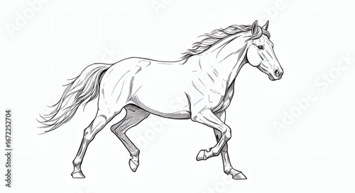 Wallpaper Mural Detailed Horse Drawing in Motion, Capturing Graceful Movement and Athleticism of Equine Beauty Torontodigital.ca
