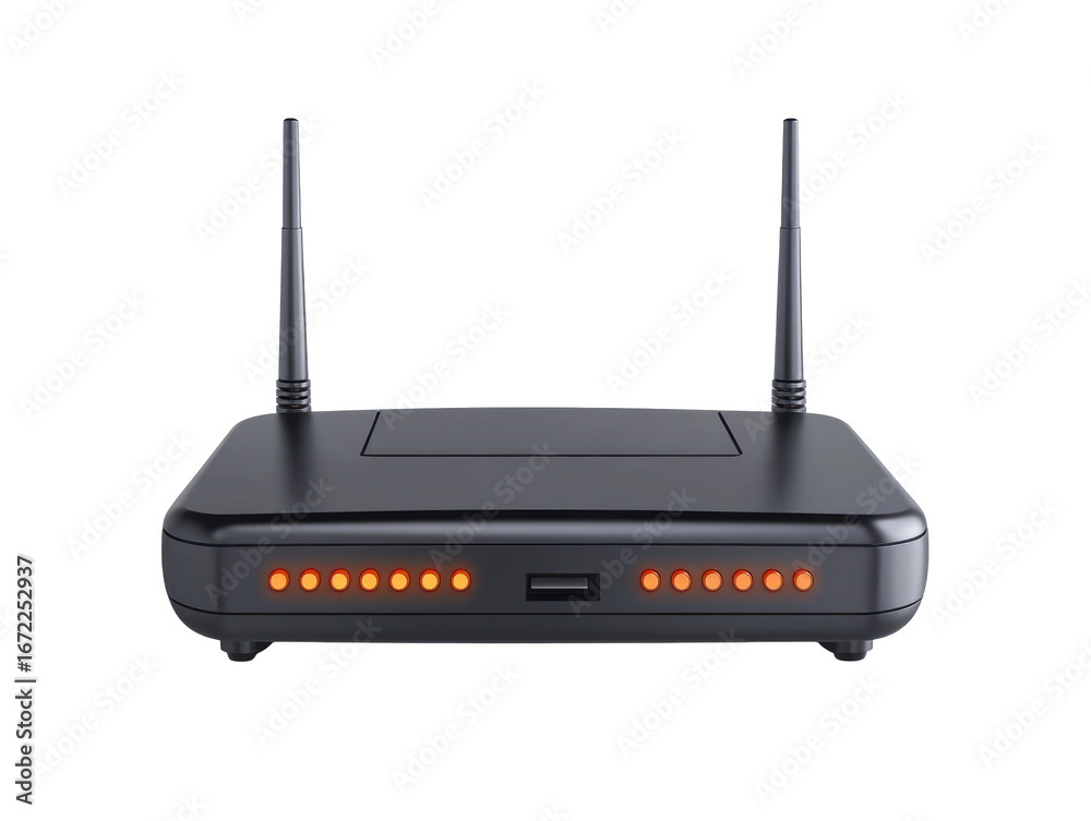 Black Wi-Fi Router with Antennas Black Wi-Fi Router with Antennas