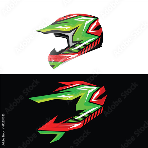 Motocross helmet wrap sticker vector design with sporty aggressive sharp line style