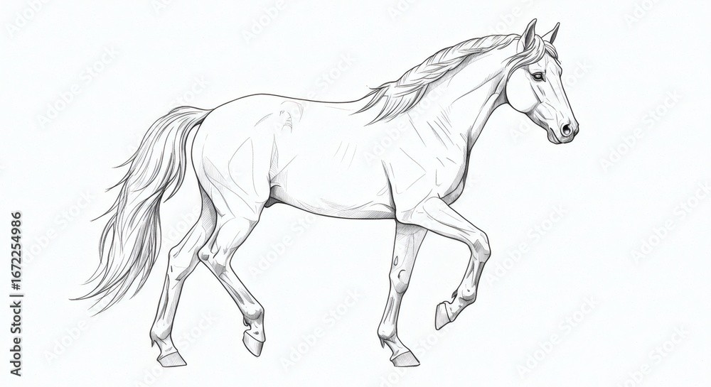 Obraz premium Elegant Horse Drawing A Detailed Artistic Illustration of a Majestic Equine