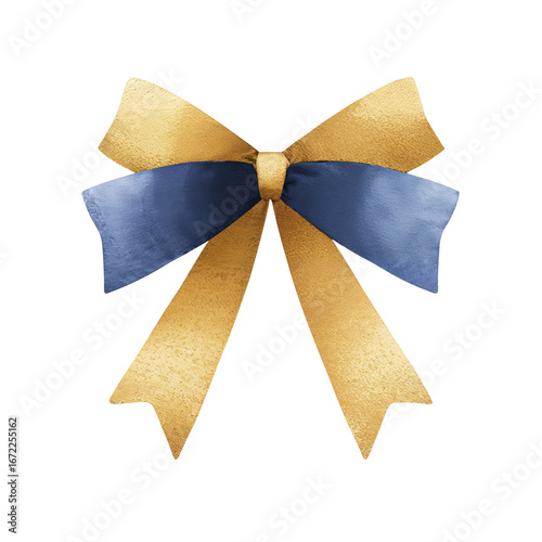 Festive Bow with Golden Ribbons and Blue Accent for Hanukkah Celebration