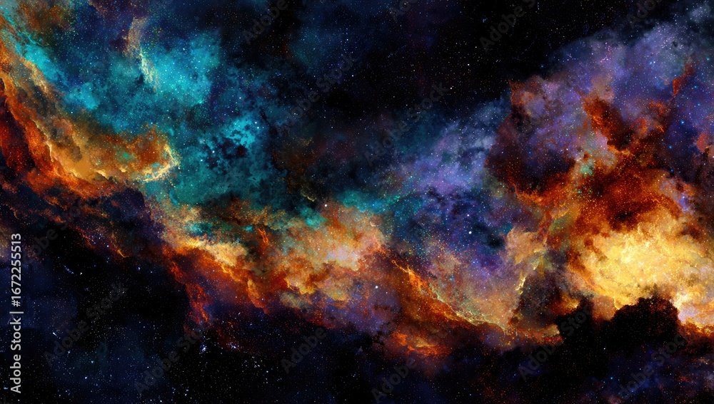 Naklejka premium A vibrant display of cosmic nebulae.