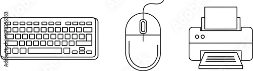 Essential office equipment keyboard mouse printer