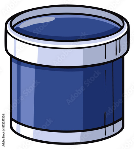 Round Container with Blue Liquid or Solid Contents Product Packaging Solution