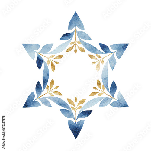 Star of David Floral Decoration on Black Background