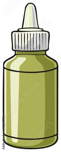 Vector illustration of a green glass dropper bottle for cosmetic serum or essential oil