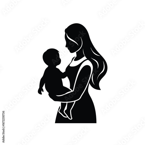 silhouette  of  Mother protecting child 