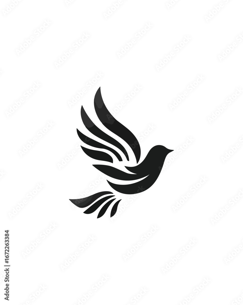 Fototapeta premium Dark bird silhouette flying design element