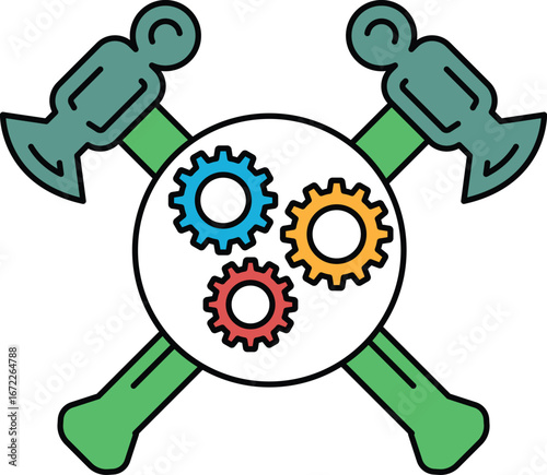 A logo for a company that specializes in building and repairing machinery