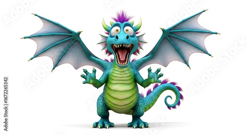 3D Cartoon Dragon with a Hilarious Shocked Expression