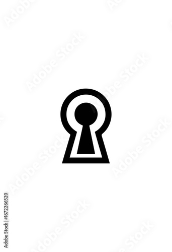 White keyhole symbol on black background