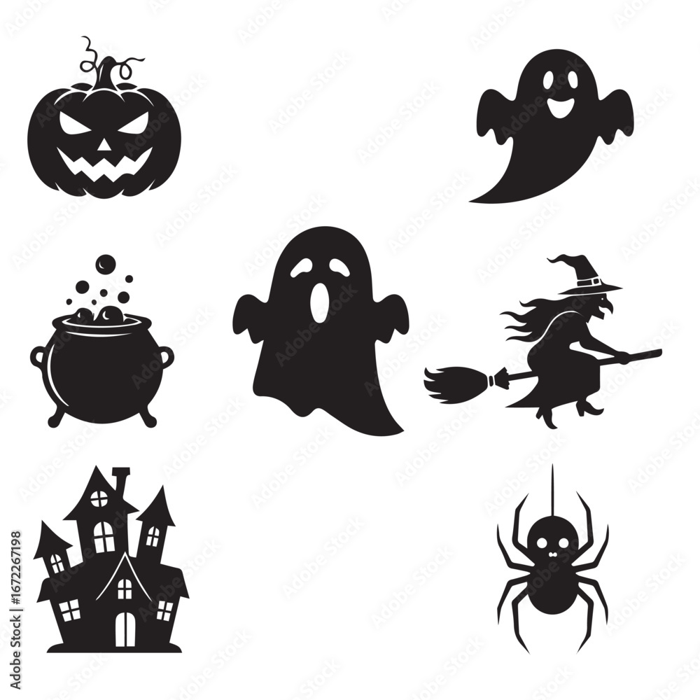Obraz premium Halloween Silhouette Icon Set