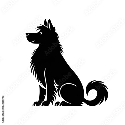 Loyal black dog sitting attentively a perfect companion for any design project seeking charm