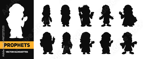 Collection of silhouettes of prophets. Vector collection of religious prophets.