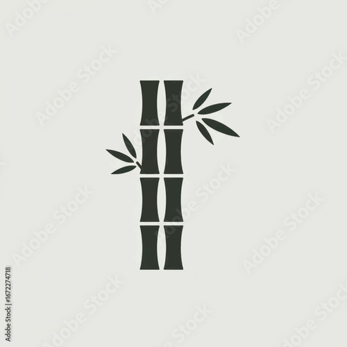 Minimalist dark grey bamboo stalk icon with a segmented culm and leaves.