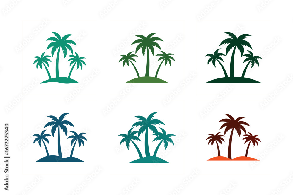 Obraz premium set of a palm trees vector art