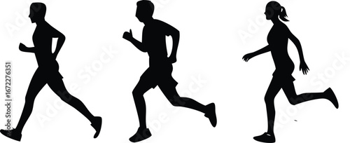 set of jogging silhouettes male and female mix d