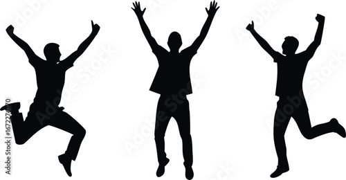 silhouette of a man raising both arms in celebrat