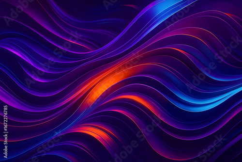 3D Abstract Wavy Lines with Vibrant Neon Gradient Colors