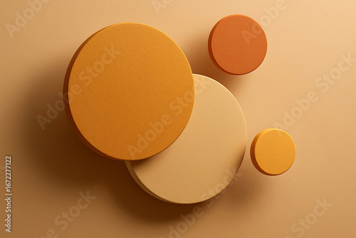 Minimal 3D Abstract Orange Circles on Solid Background