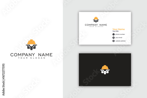 Construction Worker Logo with Hard Hat for Building Industry.