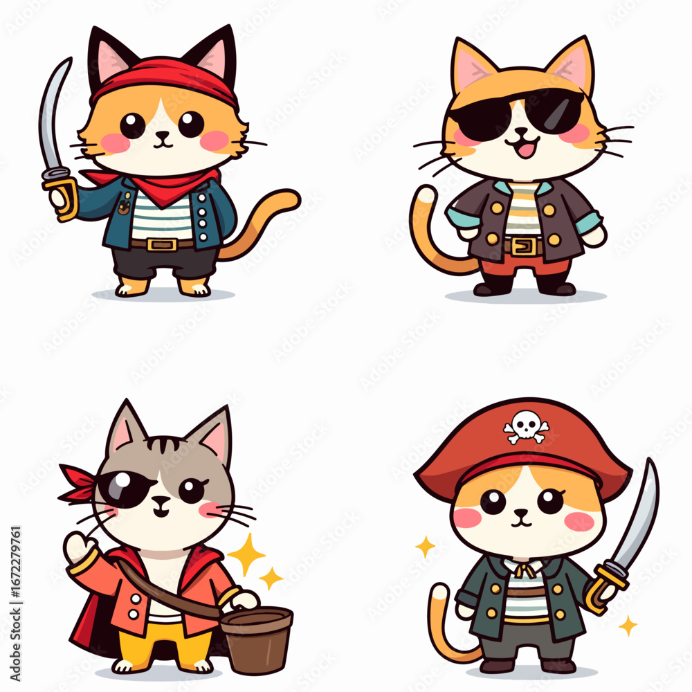 Obraz premium set of funny cartoon cats