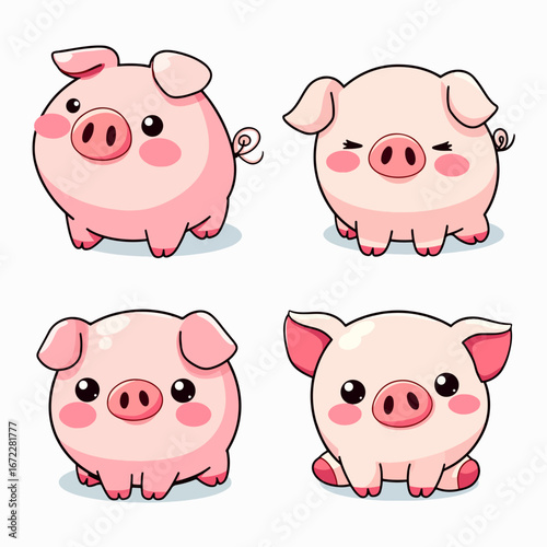 Cute guinea pig character set. Collection of funny kawaii cartoon pet rodents