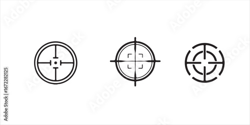 Three target crosshairs for aiming isolated on white background