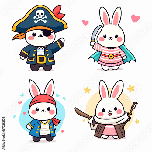 Four Front-Runners, Bunny Edition, A quartet of stylish rabbits showcasing diversity in design.