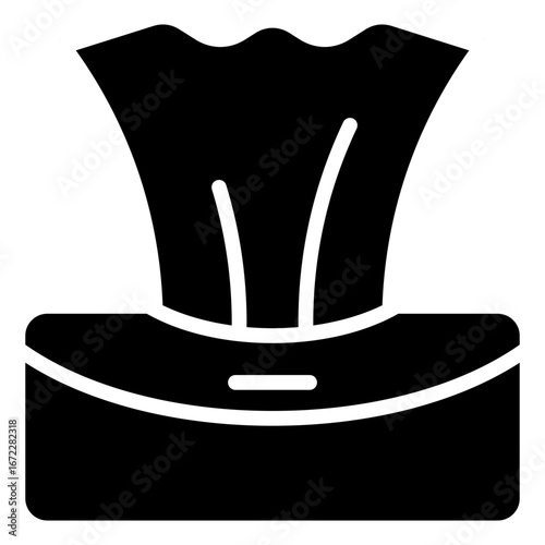 Tissue Box Glyph Black Silhouette Icon Design Vector - Tissue box with paper sheet for cleaning, hygiene, and everyday use