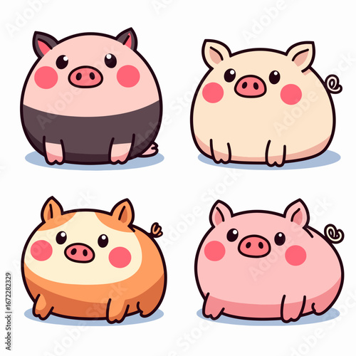 Nine Tiny Pigs, A soft, approachable collection of adorable pig icons.