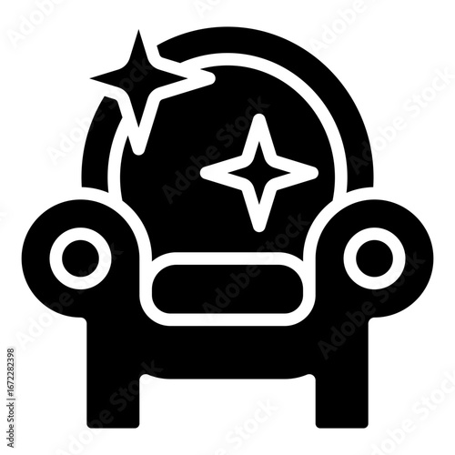 Clean Sofa Glyph Black Silhouette Icon Design Vector - Sparkling sofa representing upholstery cleaning, home care, and comfort