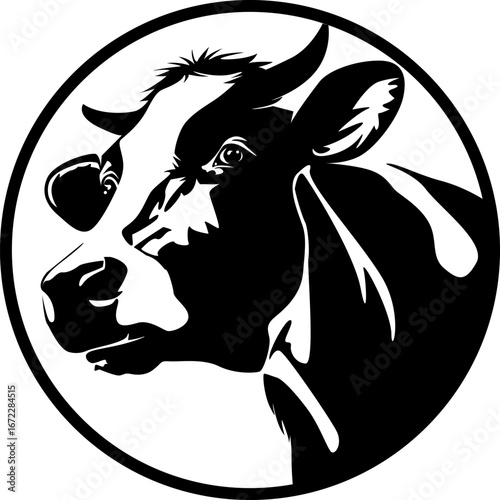 Dairy milk cow black and white cow.cute farm animals with udder and spots.Isolated flat vector illustrations