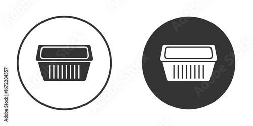 Aluminum foil food container icon pictogram. Vector outline illustration isolated on white background.