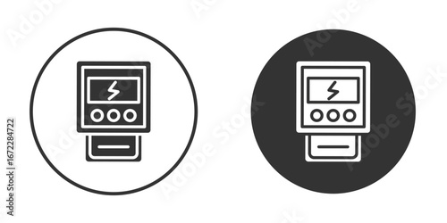 electric meter icon pictogram. Vector outline illustration isolated on white background.