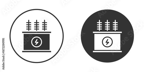 Transformer icon pictogram. Vector outline illustration isolated on white background.