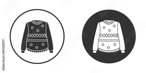 Sweater icon pictogram. Vector outline illustration isolated on white background.