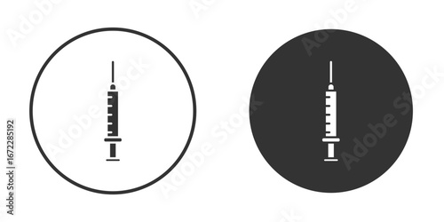 Syringe icon pictogram. Vector outline illustration isolated on white background.