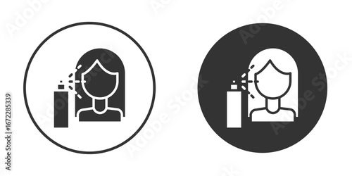 Spray on face icon pictogram. Vector outline illustration isolated on white background.