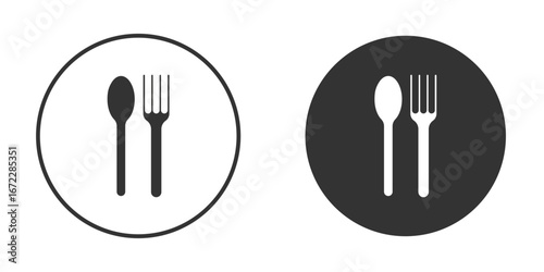 Spoon and Fork icon pictogram. Vector outline illustration isolated on white background.