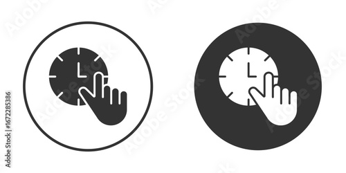 Specify at time icon pictogram. Vector outline illustration isolated on white background.