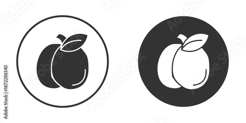 Plum icon pictogram. Vector outline illustration isolated on white background.