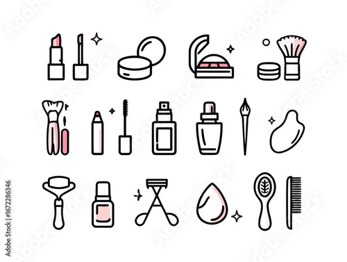 Vector art of collection of makeup and beauty tools