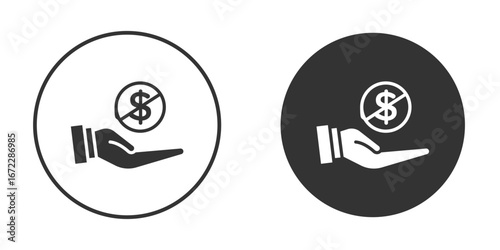 No dollar sign pictogram. Vector outline illustration isolated on white background.