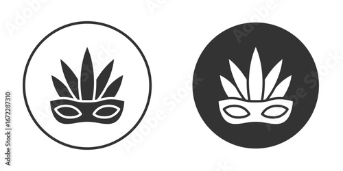 Mask for brazil carnival celebration icon pictogram. Vector outline illustration isolated on white background.