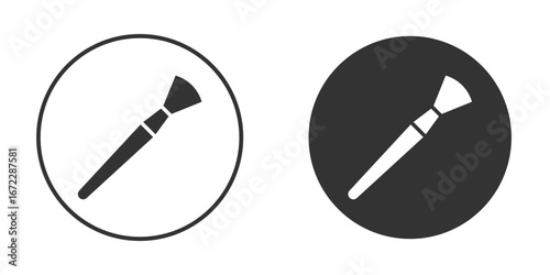 Makeup brush icon pictogram. Vector outline illustration isolated on white background.